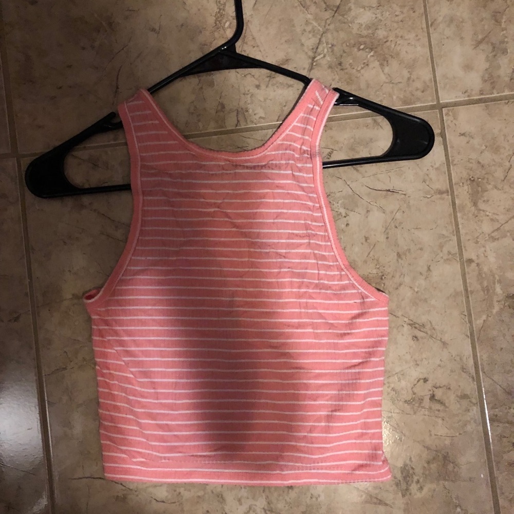 Pink and White Striped Crop Top